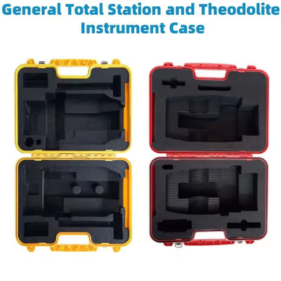 Estojo de transporte de plástico para estação total e teodolito, vermelho e amarelo, compatível com a maioria das marcas