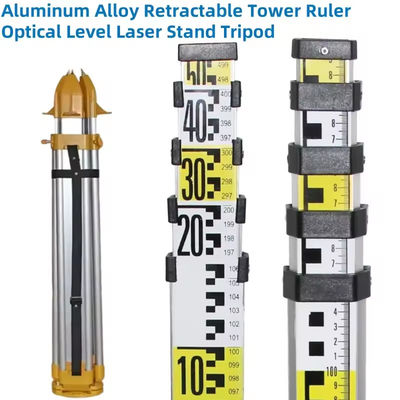 Tripé para Nível Óptico Retrátil em Liga de Alumínio, Régua de Torre, Suporte para Laser, para Nível Óptico Automático/Ferramenta de Medição de Nível 360