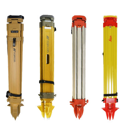 Tripé de madeira maciça de liga de alumínio para estação total, topografia de engenharia, suporte telescópico resistente a impactos