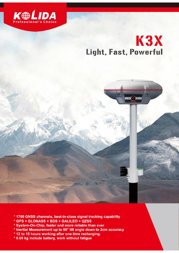 1760 canais Kolida K3 RTK Equipamento de pesquisa GPS de alta precisão 1